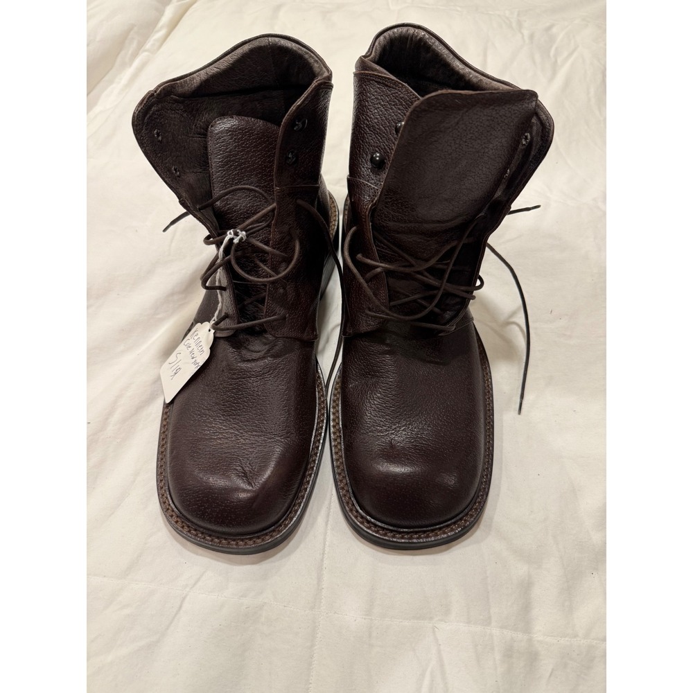 Kenneth Cole New York Mens Brown Leather Lace Up Combat Boots Italy Size 14
